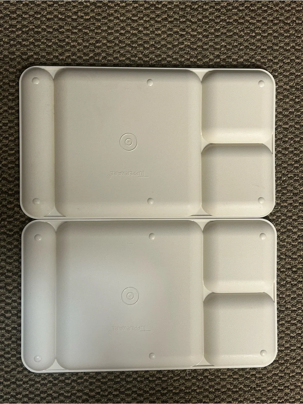 Tupperware Cream Plastic Tray with Embossed Logo